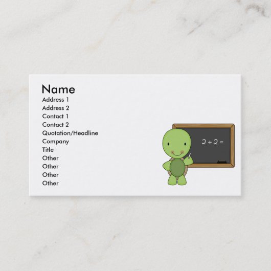 kleine schoolbord schildpad visitekaartje (Voorkant)