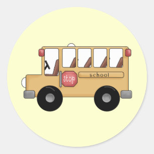 Kleine schoolbus ronde sticker