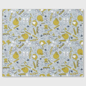 Kleine schooldingen verspreid over cadeaupapier (Vlak)