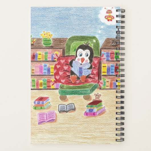 Kleine schoolplanner voor kinderen met pinguïn planner (Achterkant)