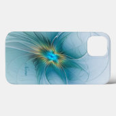 Kleine Schoonheid Modern Blauw Goud Fractal Bloem  Case-Mate iPhone Case (Achterkant (horizontaal))
