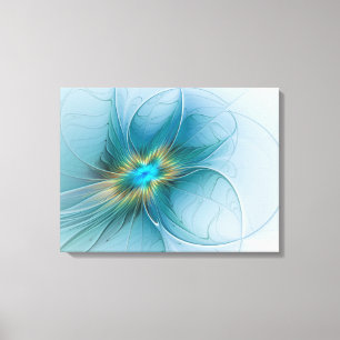 Kleine schoonheid moderne blauwe gouden fractale k canvas afdruk
