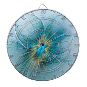 Kleine schoonheid moderne blauwe gouden fractale k dartbord