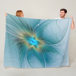 Kleine schoonheid moderne blauwe gouden fractale k fleece deken