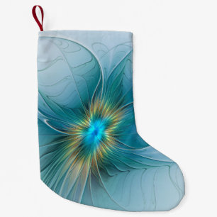 Kleine schoonheid moderne blauwe gouden fractale k kerstsok