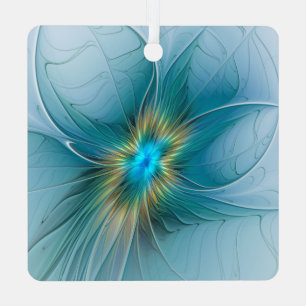 Kleine schoonheid moderne blauwe gouden fractale k metalen ornament