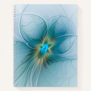 Kleine schoonheid moderne blauwe gouden fractale k notitieboek