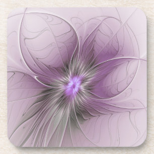 Kleine schoonheid moderne mauve grijze fractal kun bier onderzetter