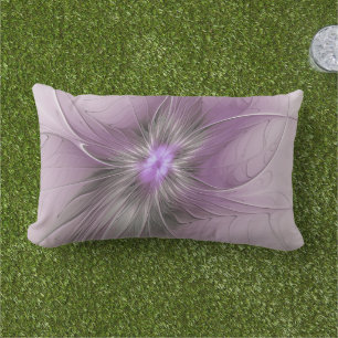 Kleine schoonheid moderne mauve grijze fractal kun buitenkussen