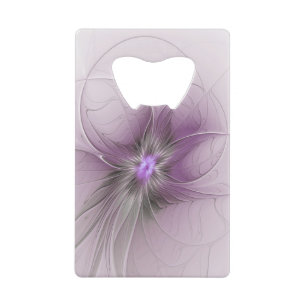 Kleine schoonheid moderne mauve grijze fractal kun creditkaart flessenopener