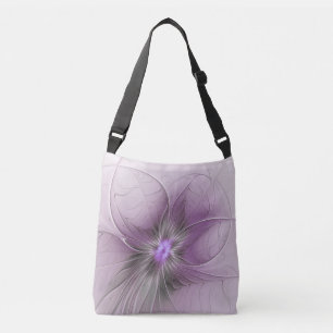 Kleine schoonheid moderne mauve grijze fractal kun crossbody tas