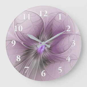 Kleine schoonheid moderne mauve grijze fractal kun grote klok