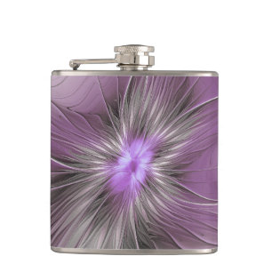 Kleine schoonheid moderne mauve grijze fractal kun heupfles