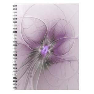 Kleine schoonheid moderne mauve grijze fractal kun notitieboek