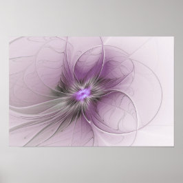 Kleine schoonheid moderne mauve grijze fractal kun poster