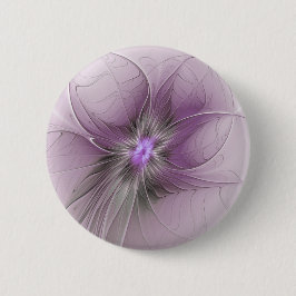 Kleine schoonheid moderne mauve grijze fractal kun ronde button 5,7 cm
