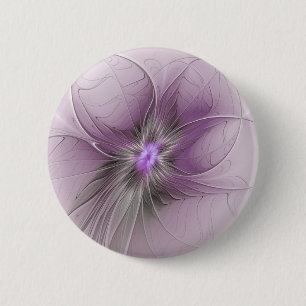Kleine schoonheid moderne mauve grijze fractal kun ronde button 5,7 cm