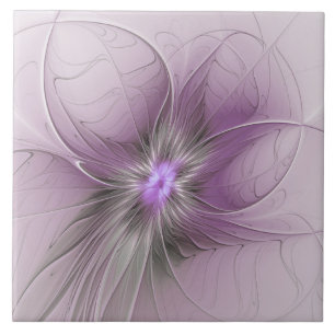 Kleine schoonheid moderne mauve grijze fractal kun tegeltje
