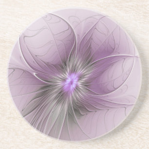 Kleine schoonheid moderne mauve grijze fractal kun zandsteen onderzetter