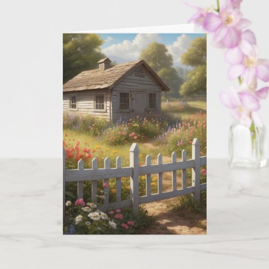 Kleine schuur in het land leeg kaart (Orchidee)