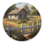 Kleine schuur op het platteland keramische knop (Voorkant)