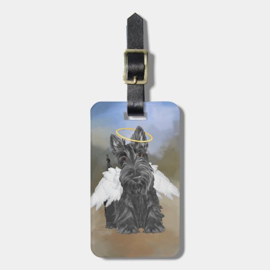 Kleine Scottie-engel Bagagelabel (Voorkant verticaal)