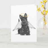 Kleine Scottie-engel Kaart (Gele Bloem)