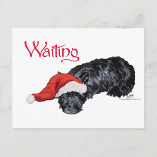 Kleine Scottie-hond die op Kerstman wacht Feestdagenkaart