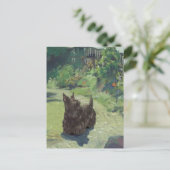 Kleine Scottie in de tuin Briefkaart (Staand voorkant)