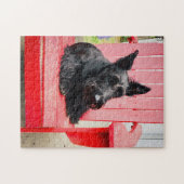 Kleine Scottie in een Big Red Stoel Legpuzzel (Horizontaal)