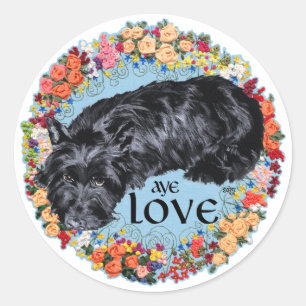 Kleine Scottie op Tartan Ronde Sticker