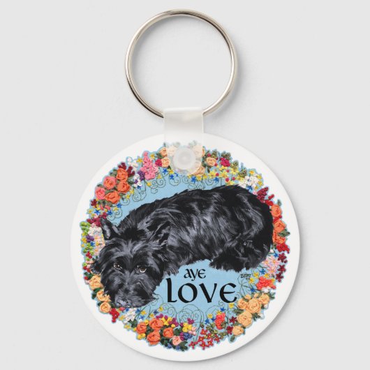 Kleine Scottie op Tartan Sleutelhanger (Voorkant)