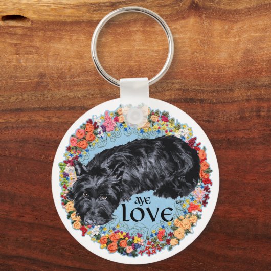 Kleine Scottie op Tartan Sleutelhanger (Voorkant)