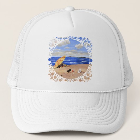 Kleine Scottie speelt op het strand Trucker Pet (Voorkant)