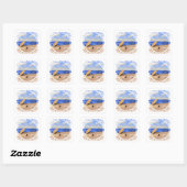 Kleine Scottie speelt op het strand Vierkante Sticker (Vel)