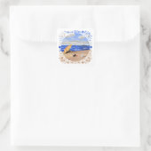 Kleine Scottie speelt op het strand Vierkante Sticker (Tas)