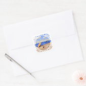 Kleine Scottie speelt op het strand Vierkante Sticker (Envelop)