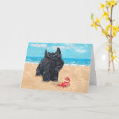 Kleine Scottie vindt een krab bij het strand Kaart (Gele Bloem)