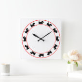 Kleine Scotties Clock Vierkante Klok (Huis)