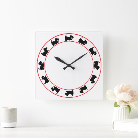 Kleine Scotties Clock Vierkante Klok (Huis)