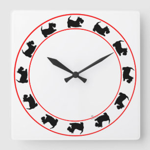 Kleine Scotties Clock Vierkante Klok