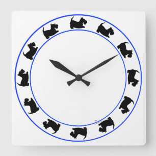 Kleine Scotties Clock Vierkante Klok