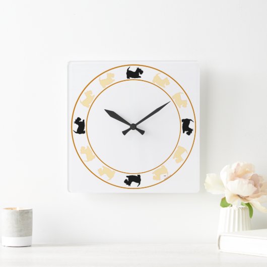 Kleine Scotties Clock Vierkante Klok (Huis)
