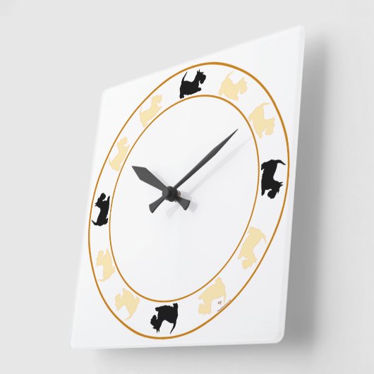 Kleine Scotties Clock Vierkante Klok (Hoek)