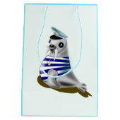 Kleine Seal Sailor Grappige Gift Bag Medium Cadeauzakje (Achterkant)