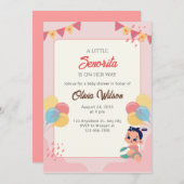 Kleine Senorita baby shower uitnodiging Fiesta (Voorkant / Achterkant)