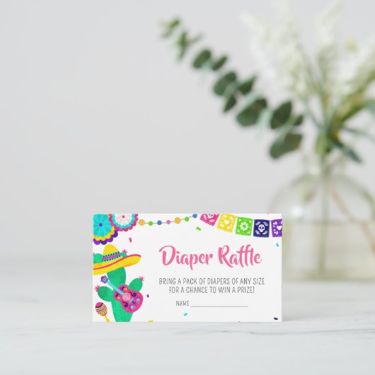 Kleine Senorita Fiesta Baby shower Luier Raffle Informatiekaartje (Staand voorkant)