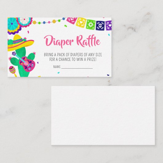 Kleine Senorita Fiesta Baby shower Luier Raffle Informatiekaartje (Voorkant / Achterkant)