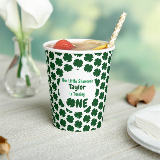 Kleine Shamrock 1st Birthday Paper Cups Papieren Bekers (Insitu)