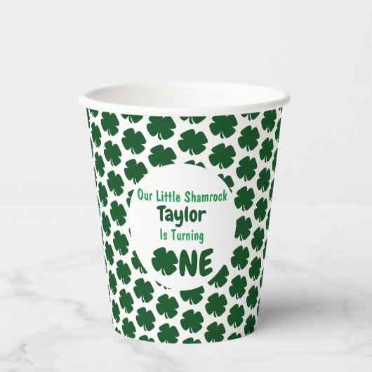 Kleine Shamrock 1st Birthday Paper Cups Papieren Bekers (Voorkant)